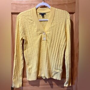 American Living yellow cable-knit pullover Sweater women’s L